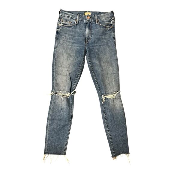 Mother Blue  The looker ankle Fray  Not Cut and Paste Distressed Women's Jeans - Picture 10 of 12